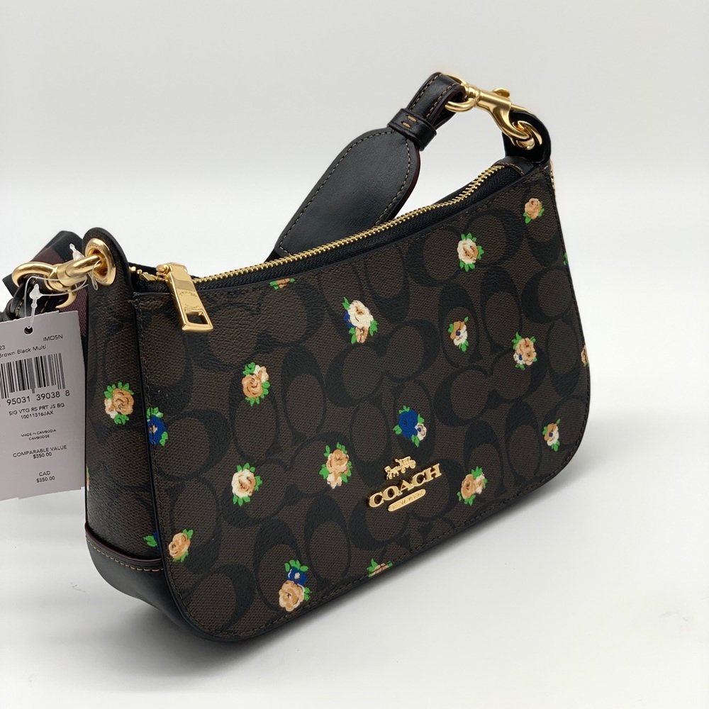 Coach 
Jes Baguette In Signature Canvas With Vintage Mini Rose Print